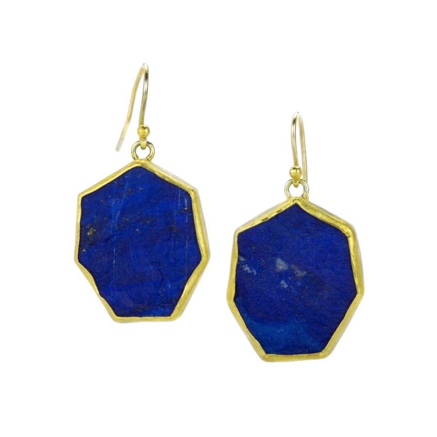 Earrings Petra Class | Large Rough Cut Lapis Polygon Earrings