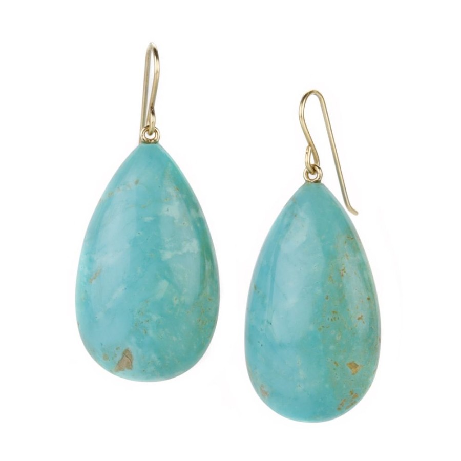 Earrings Maria Beaulieu | Large Teardrop Chinese Turquoise Drop Earrings