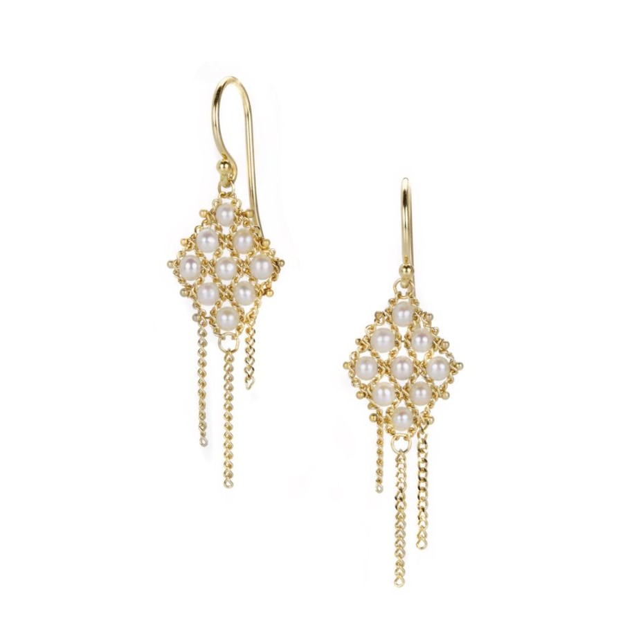 Earrings Amali | 18K Small Pearl Textile Earrings