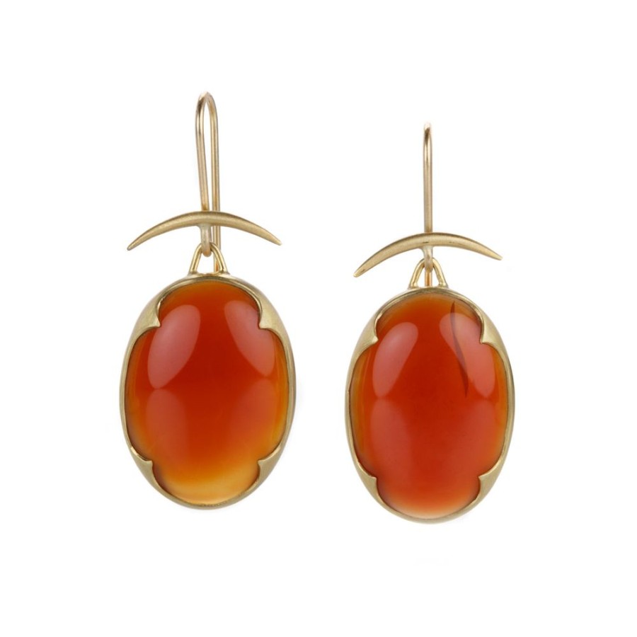 Earrings Gabriella Kiss | Large Oval Carnelian Earrings