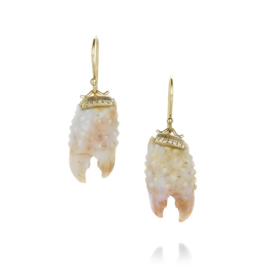 Earrings Annette Ferdinandsen | Agate Crab Claw Earrings With Pave Diamonds