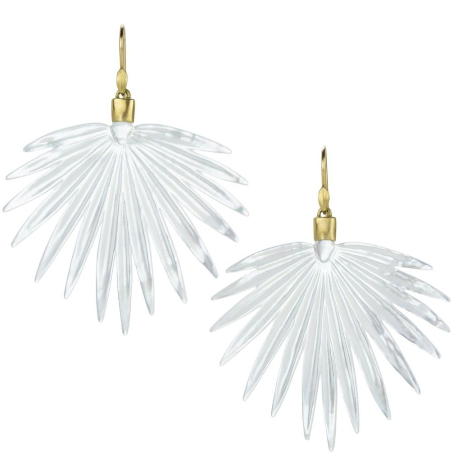 Earrings Annette Ferdinandsen | Large White Mother Of Pearl Fan Palm Earrings