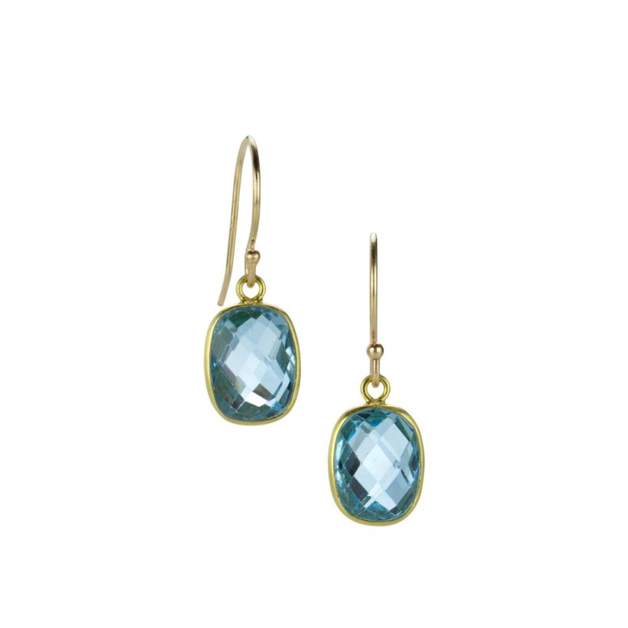 Earrings Margaret Solow | Cushion Blue Topaz Drop Earrings