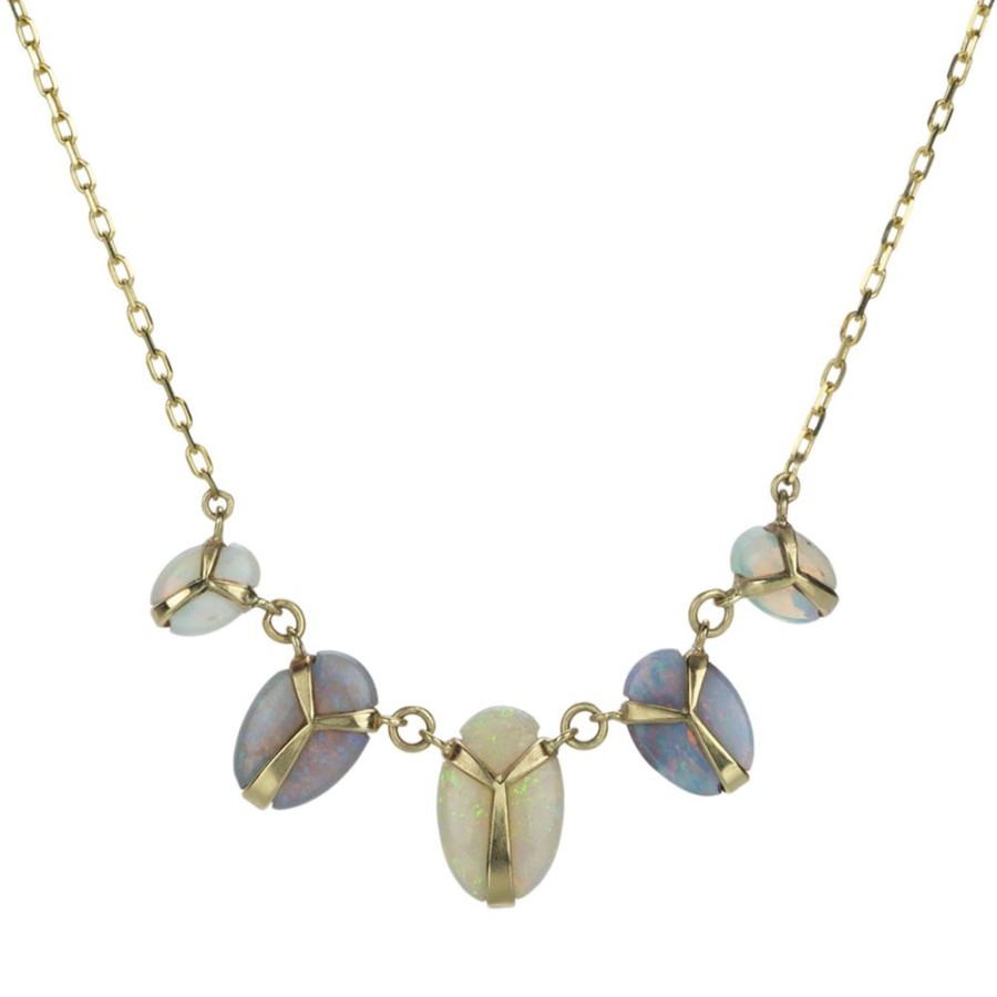 Necklaces Rachel Atherley | Lucky Scarab Opal Charm Chain Necklace