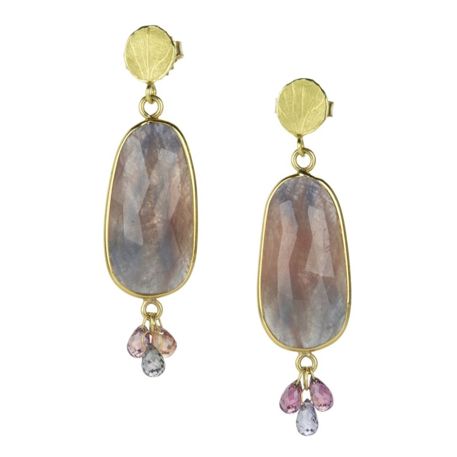 Earrings Barbara Heinrich | Red Gray Sapphire Slice Earrings