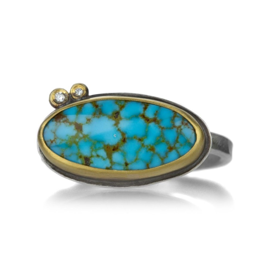 Rings Ananda Khalsa | Kingman Turquoise Ring With Diamonds