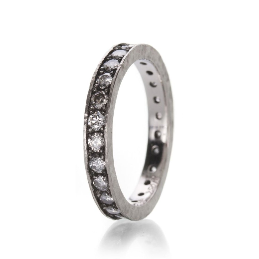 Rings Todd Pownell | Palladium Diamond Band With Darkened Center