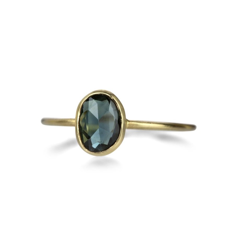 Rings Margaret Solow | Faceted Gray Green Sapphire Ring