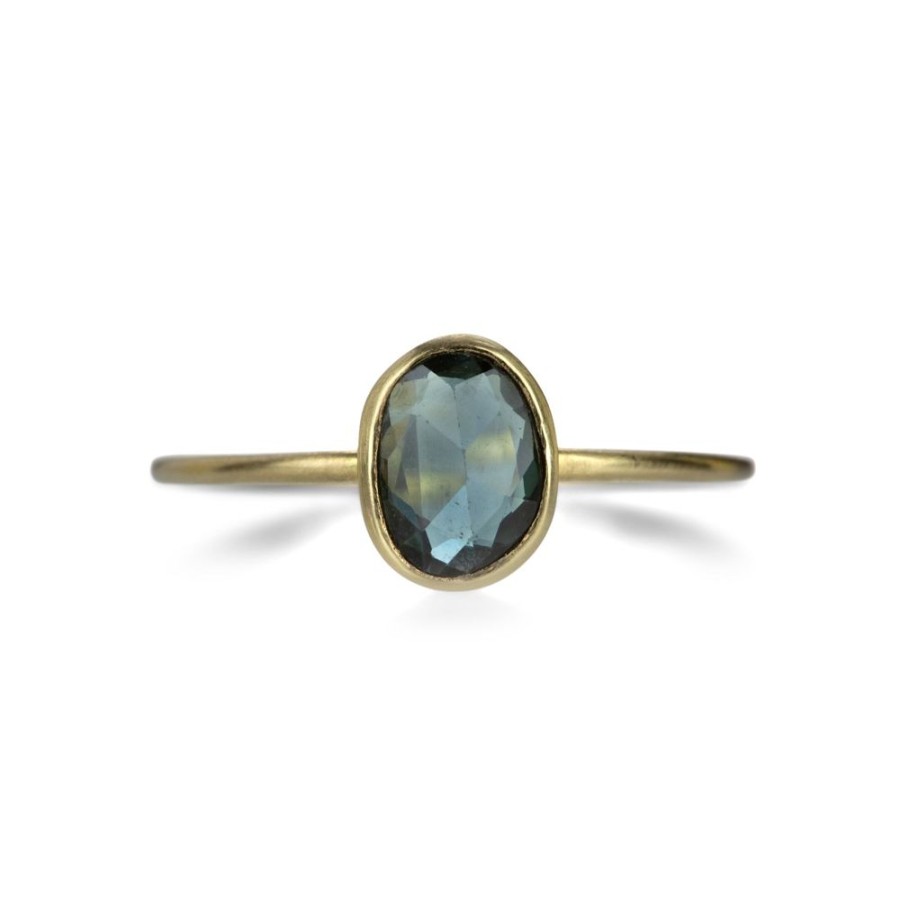 Rings Margaret Solow | Faceted Gray Green Sapphire Ring