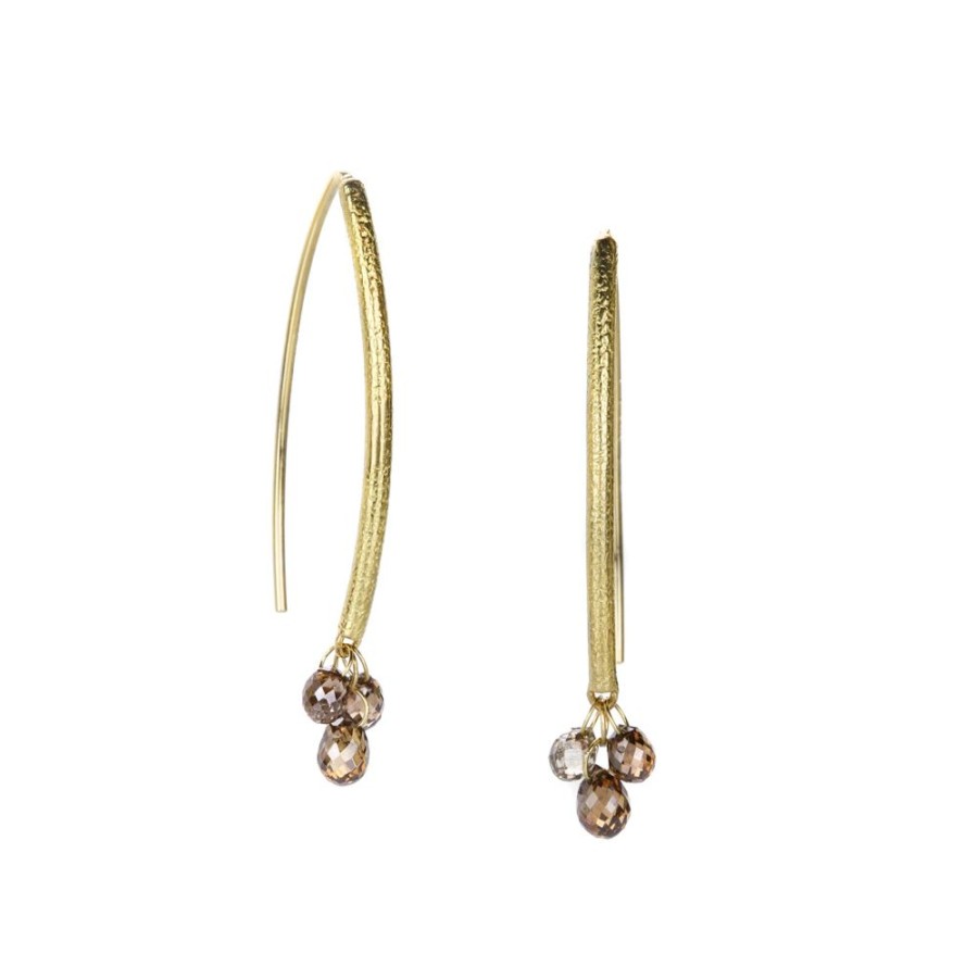 Earrings Barbara Heinrich | Brown Diamond Drop Navette Earrings