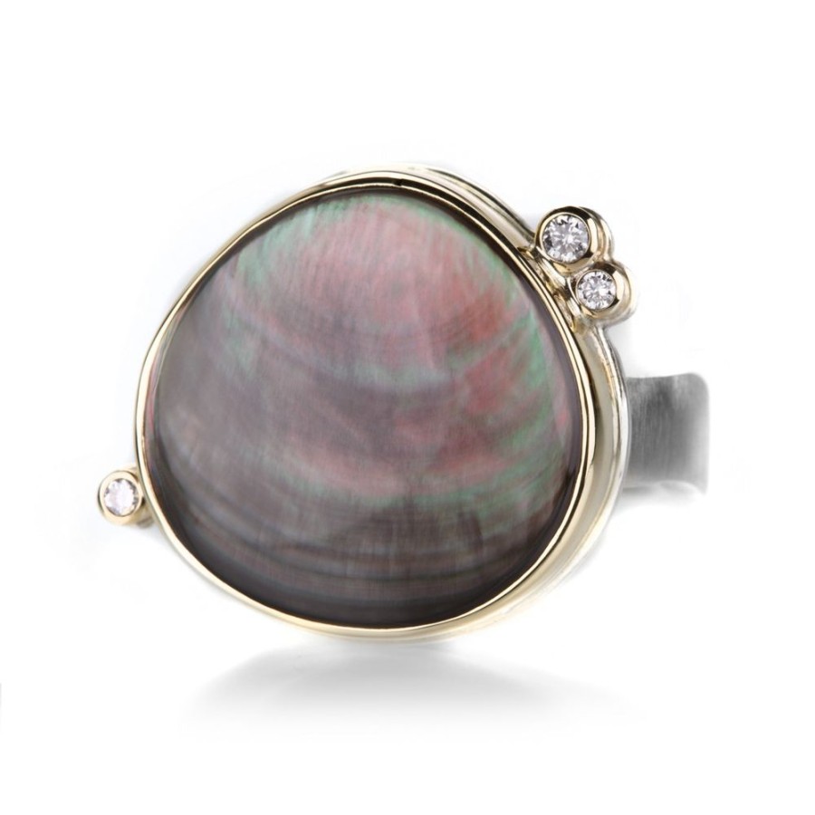 Rings Jamie Joseph | Smooth Asymmetrical Black Mother Of Pearl Ring