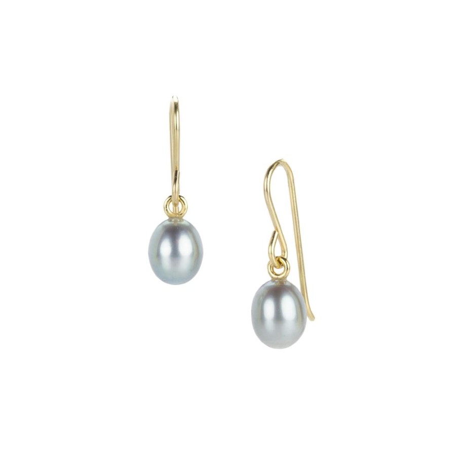 Earrings Maria Beaulieu | Metallic Gray Freshwater Pearl Drop Earrings