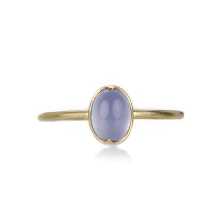 Rings Gabriella Kiss | Small Oval Blue Chalcedony Ring