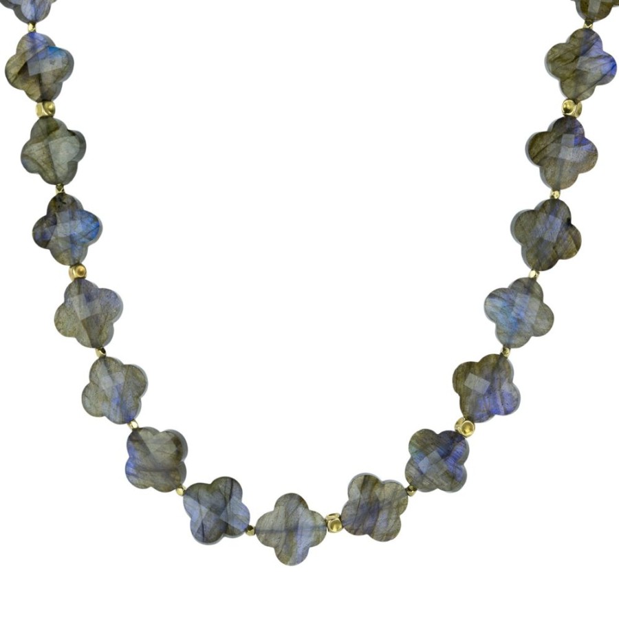 Necklaces Barbara Heinrich | Beaded Labradorite Clover Necklace