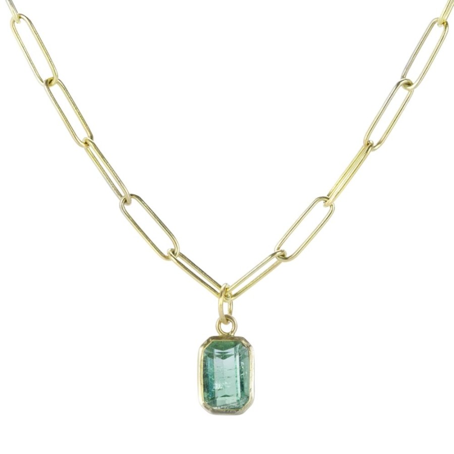 Necklaces Maria Beaulieu | Emerald Cut Tourmaline Pendant (Pendant Only)