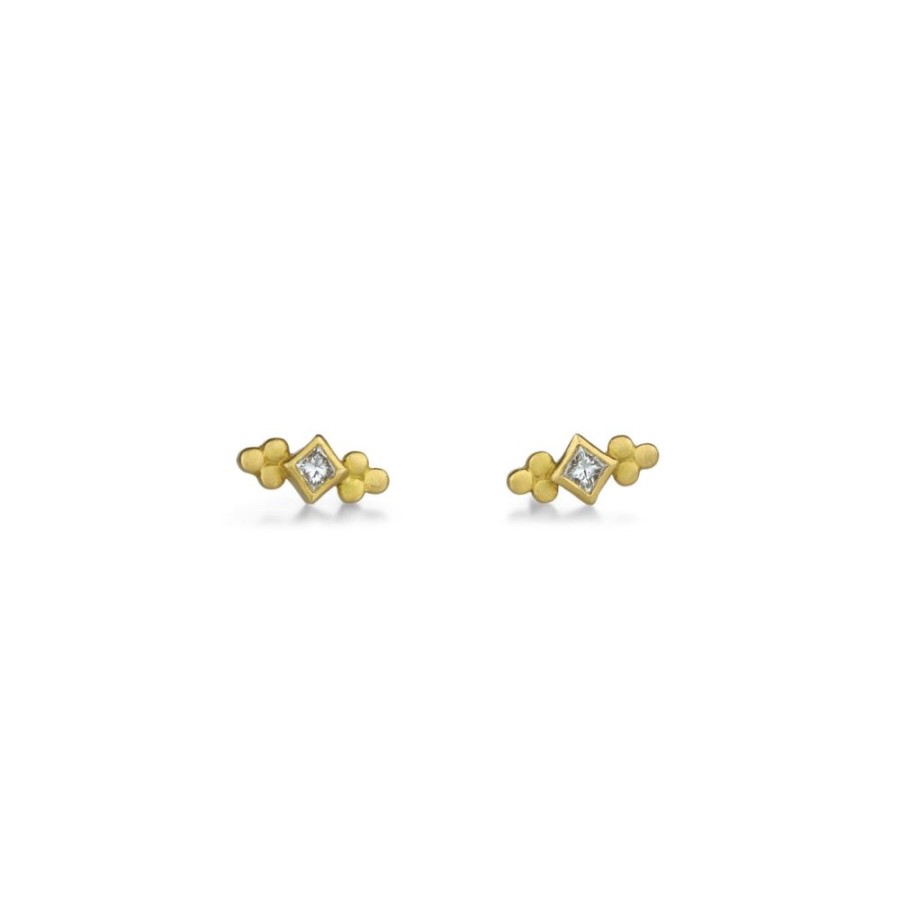 Earrings Ananda Khalsa | Princess Cut Diamond Trio Studs