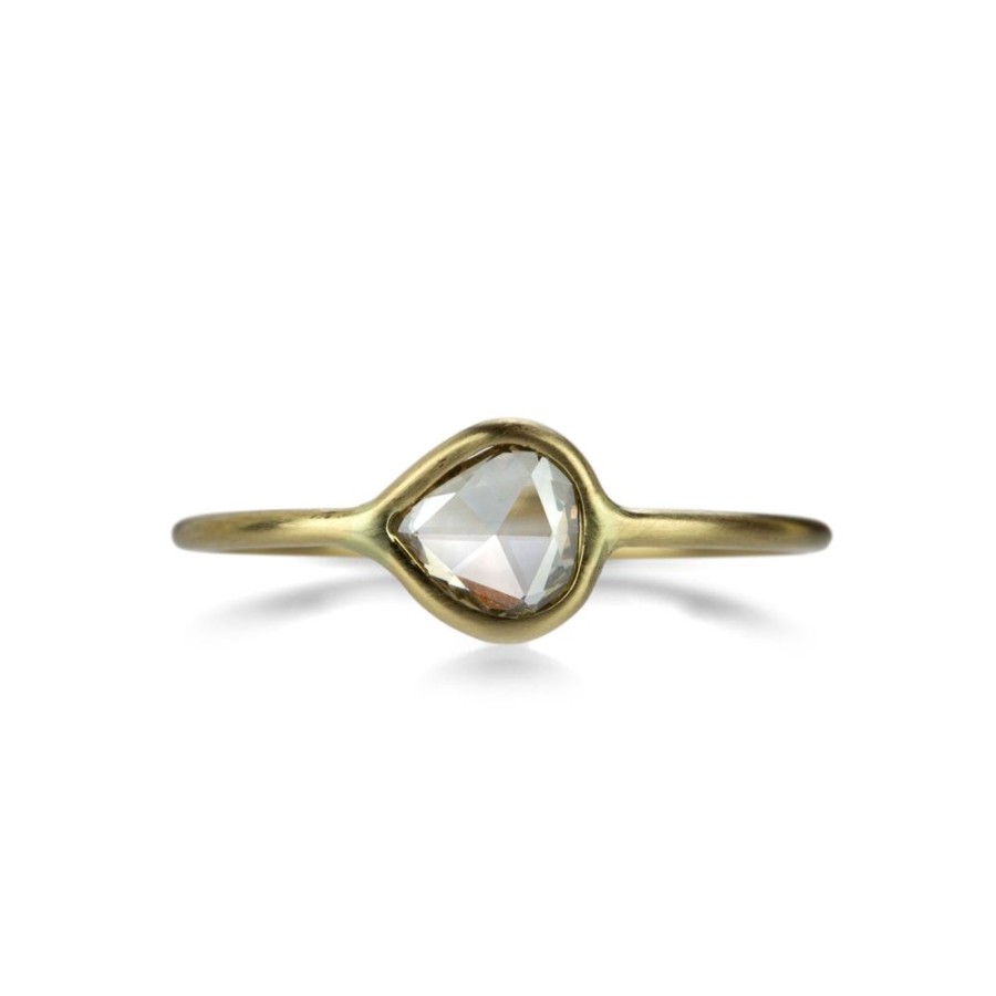 Rings Margaret Solow | 18K Teardrop Rose Cut White Diamond Ring