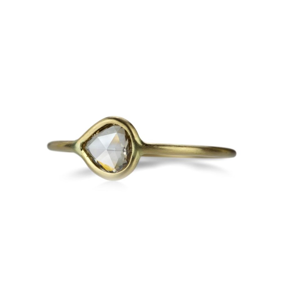 Rings Margaret Solow | 18K Teardrop Rose Cut White Diamond Ring