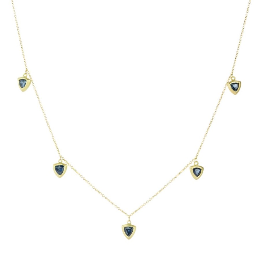 Necklaces Marian Maurer | Kima Necklace With Triangular Blue Sapphire Drops