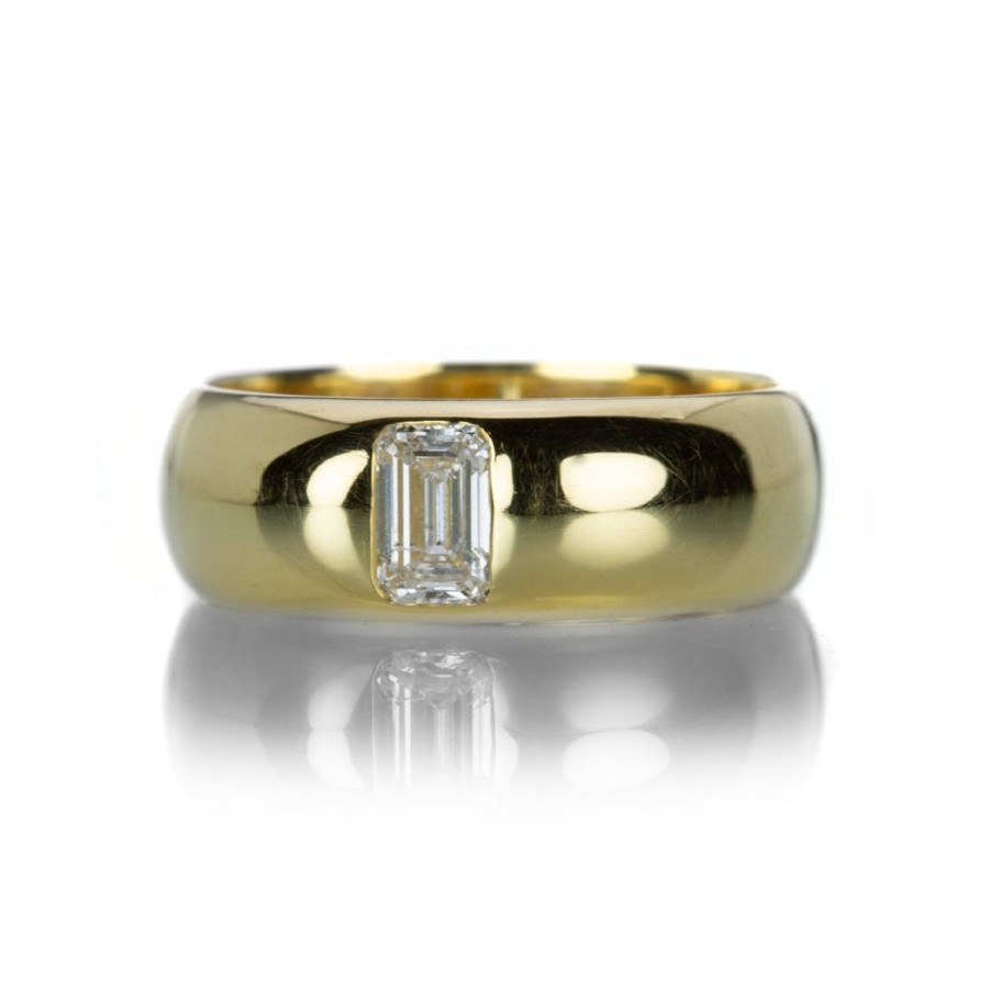 Rings Diana Mitchell | North South Emerald Cut Diamond Gypsy Band