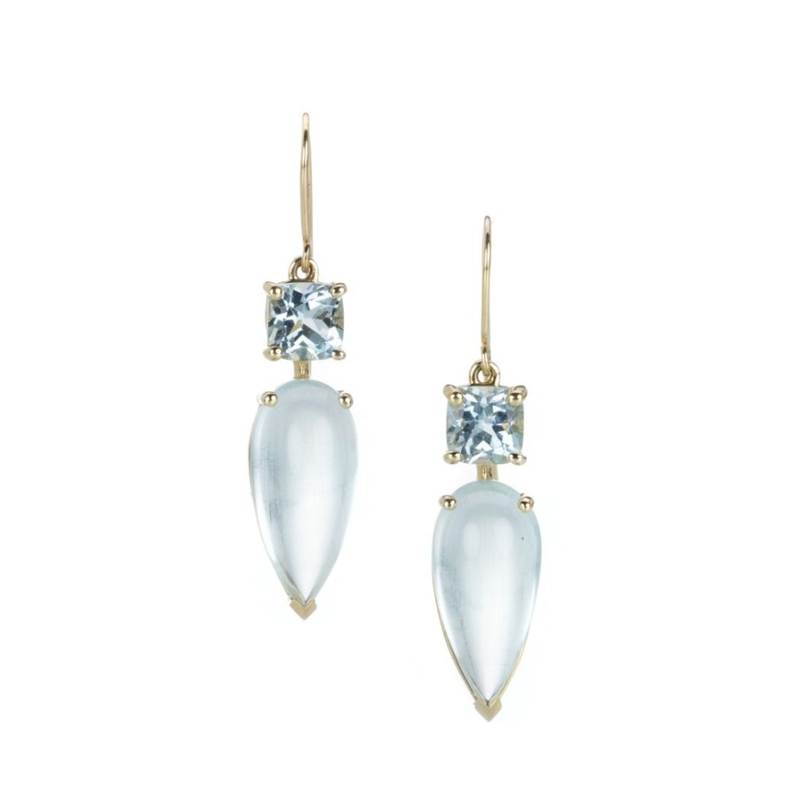 Earrings Nicole Landaw | Double Aquamarine Drop Earrings