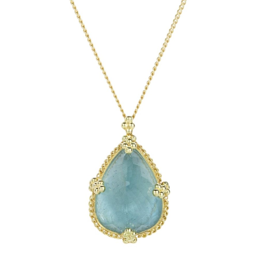 Necklaces Amali | Teardrop Aquamarine Pendant Necklace