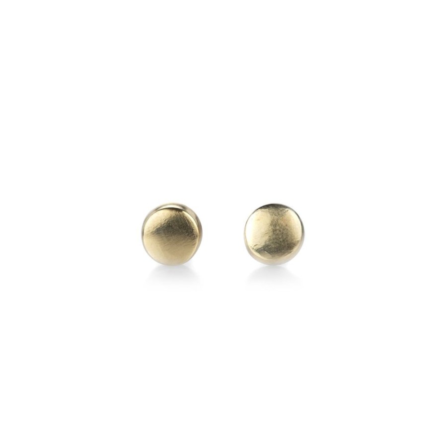 Earrings Nicole Landaw | Small 14K Hewn Circle Studs