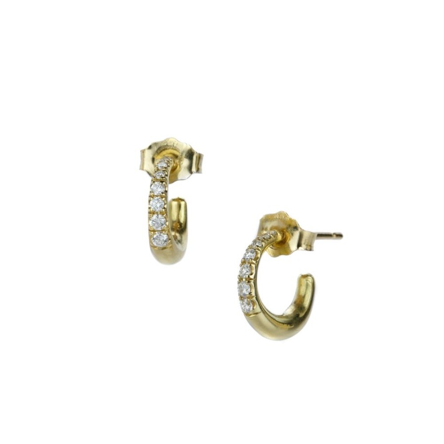 Earrings Diana Mitchell | Mini Pave Diamond Crescent Huggies