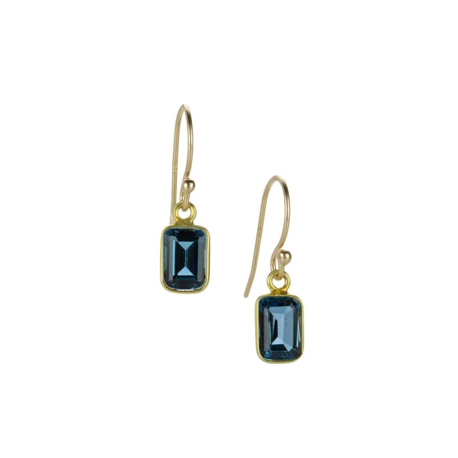 Earrings Margaret Solow | Emerald Cut London Blue Topaz Earrings