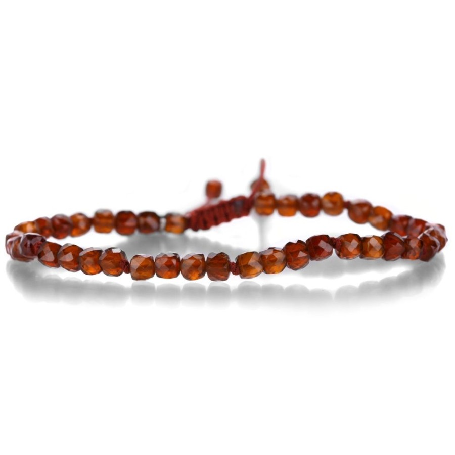 Bracelets Joseph Brooks | 4Mm Hessonite Garnet Cube Bracelet