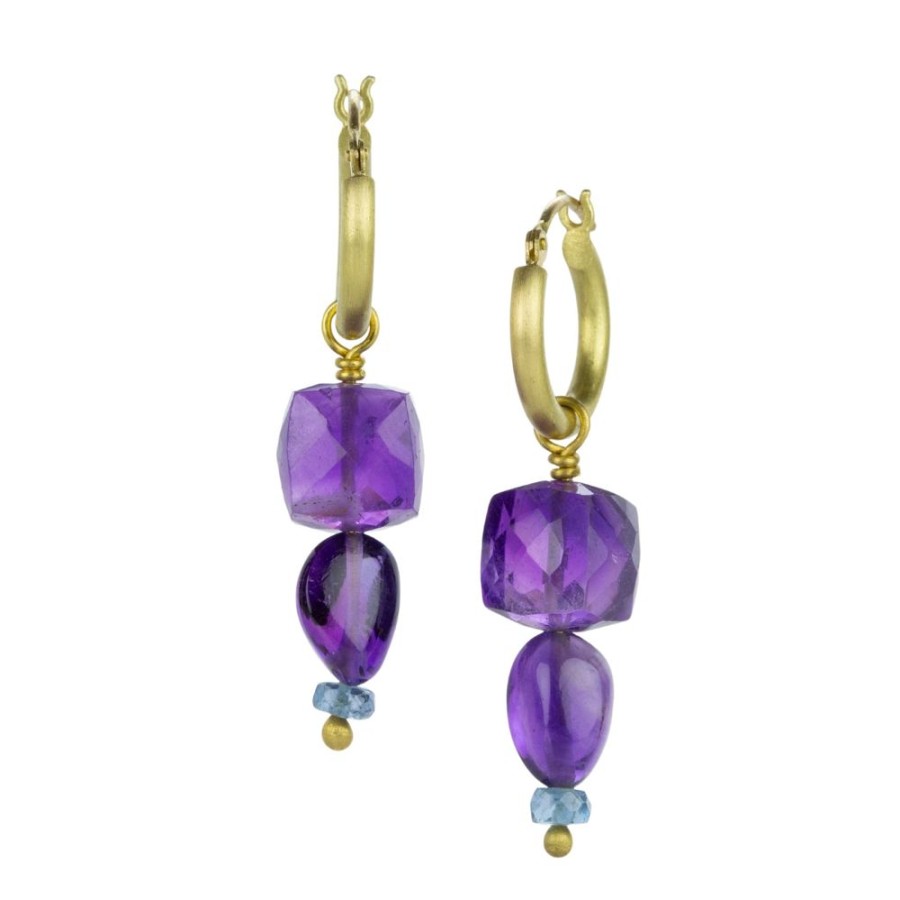 Earrings Mallary Marks | Circus Hoops With Amethyst Drops