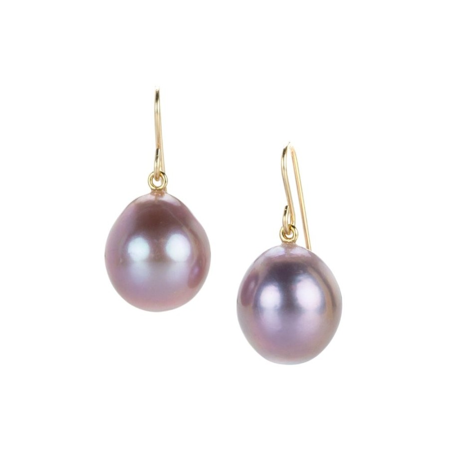 Earrings Maria Beaulieu | Purple Freshwater Pearl Drop Earrings