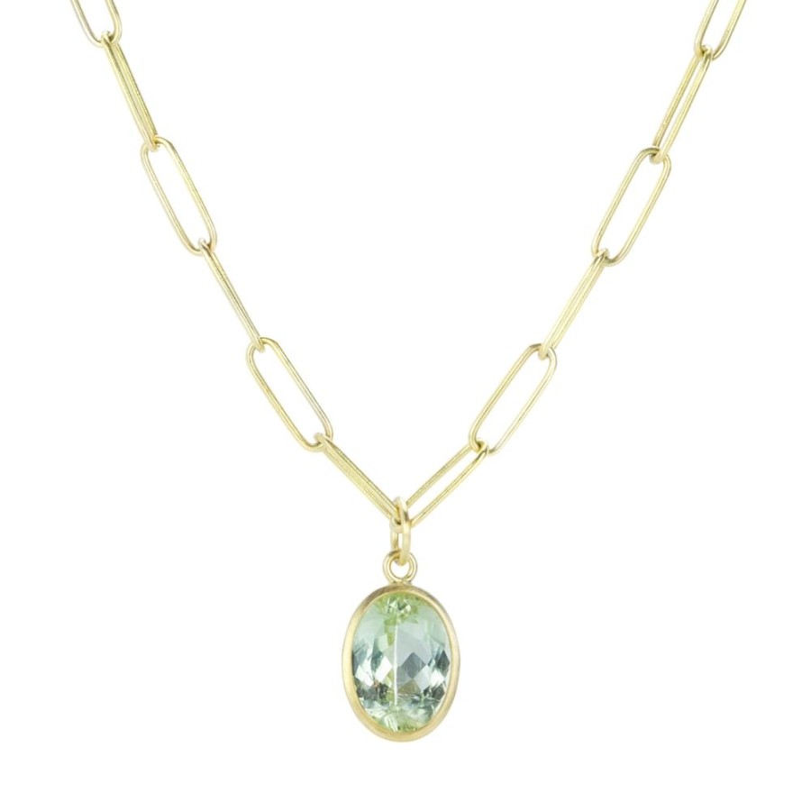 Necklaces Maria Beaulieu | 18K Light Green Tourmaline Pendant (Pendant Only)