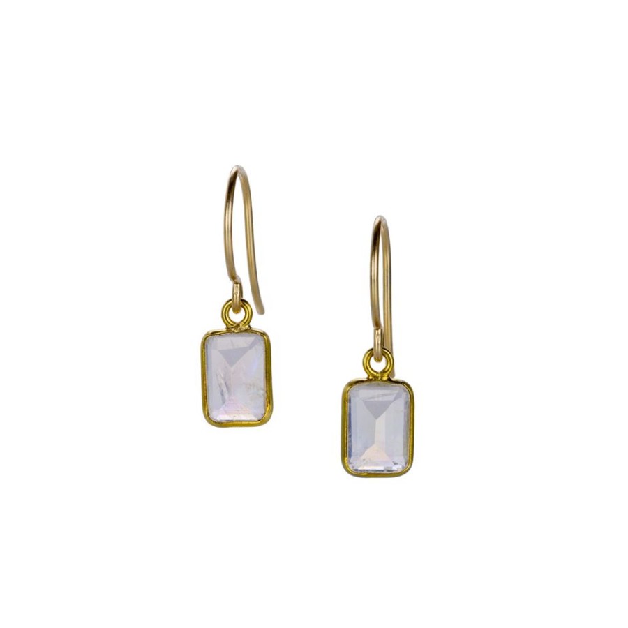 Earrings Margaret Solow | Rainbow Moonstone Baguette Earrings