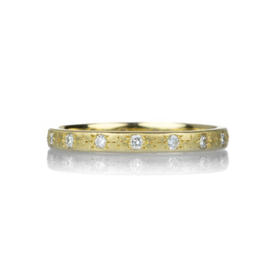 Rings Adel Chefridi | 18K Yellow Gold And Diamond Stepping Star Band