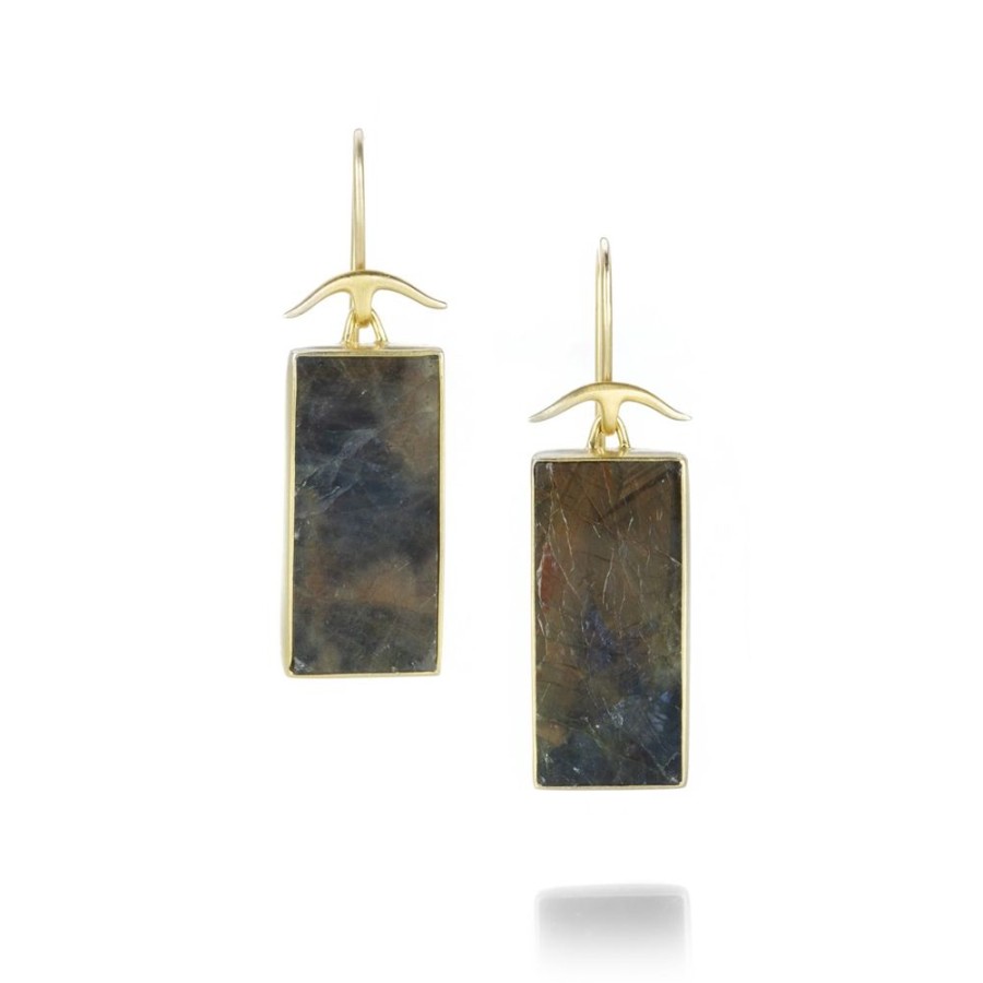 Earrings Gabriella Kiss | Golden Sapphire Slab Earrings