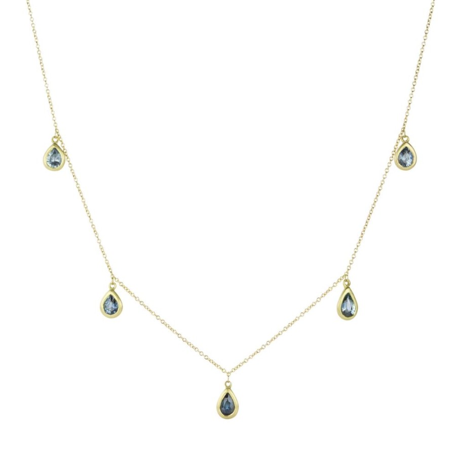 Necklaces Marian Maurer | Kima Necklace With Pear Shaped Blue Sapphire Drops