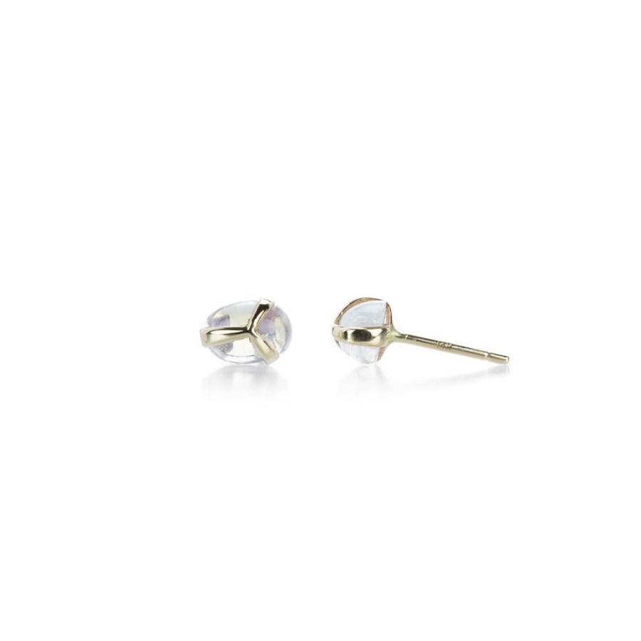 Earrings Rachel Atherley | Rainbow Moonstone Lucky Scarab Studs