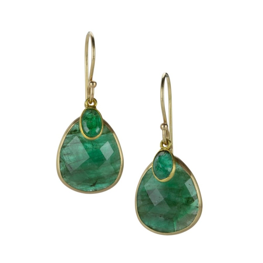 Earrings Margaret Solow | Double Emerald Drop Earrings