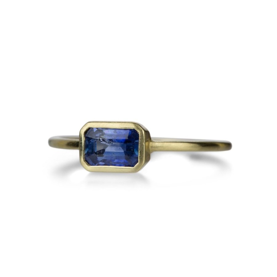 Rings Margaret Solow | 14K Emerald Cut Blue Sapphire Ring