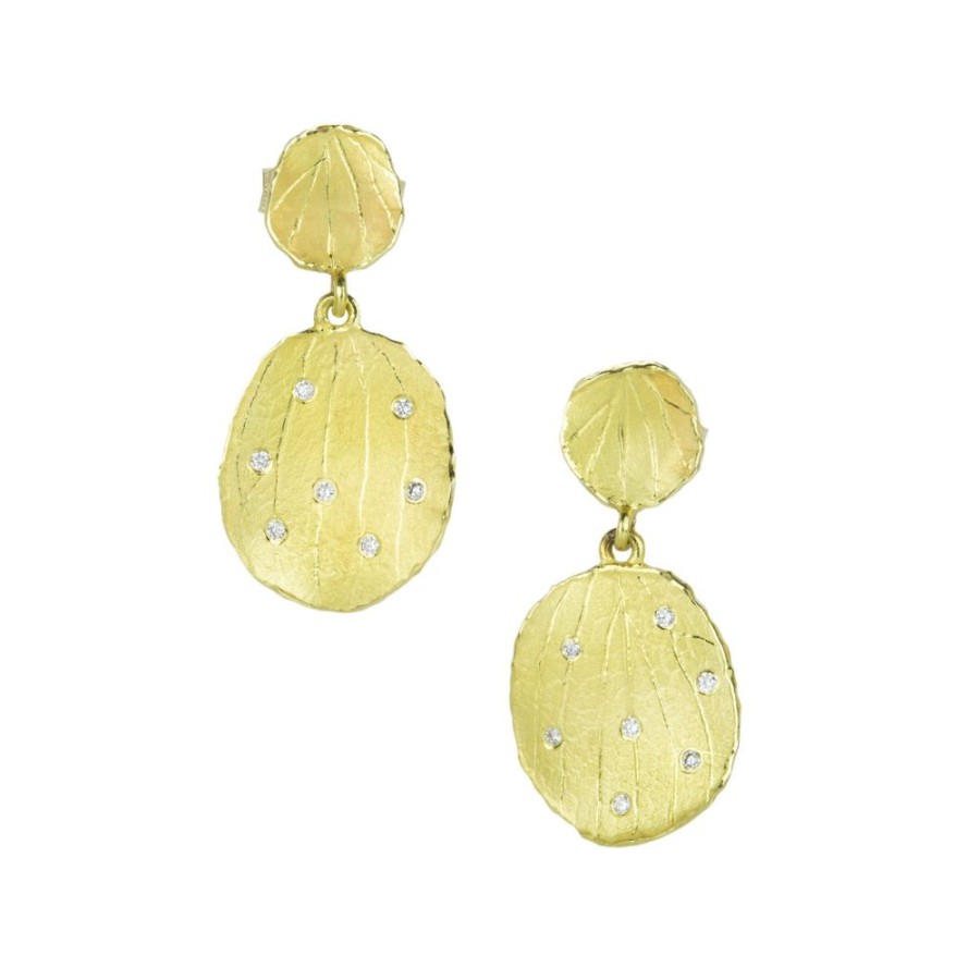 Earrings Barbara Heinrich | 18K Yellow Gold Diamond Double Petal Earrings