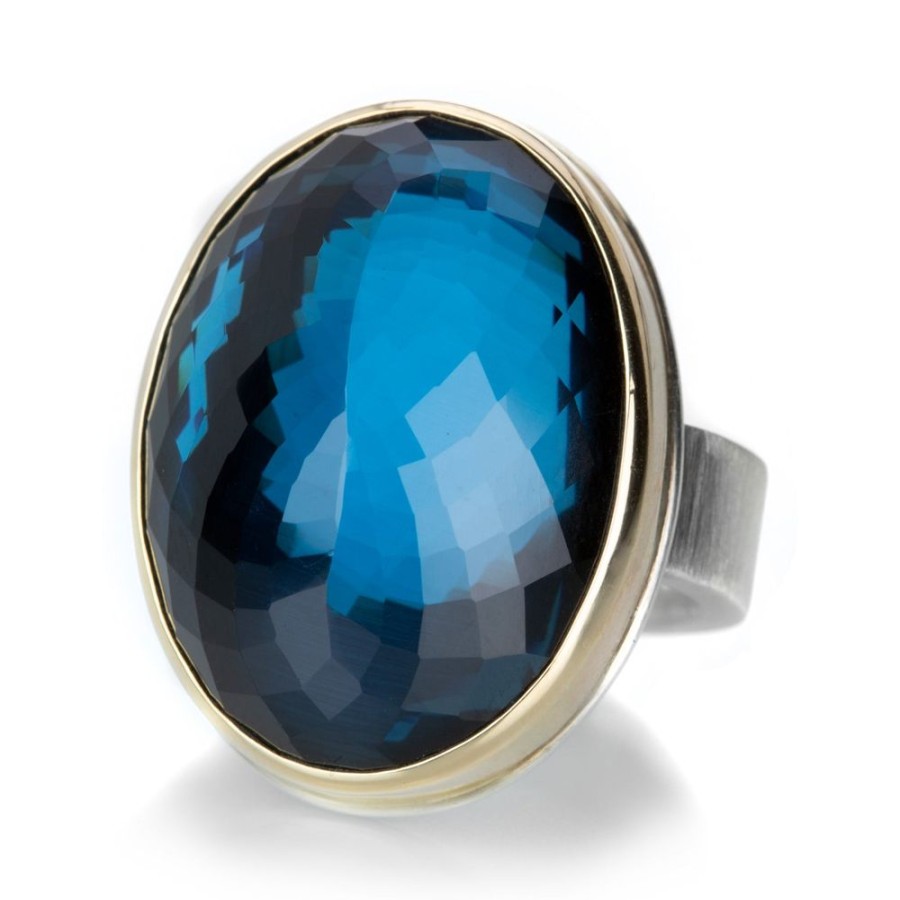 Rings Jamie Joseph | Oval Inverted London Blue Topaz Ring