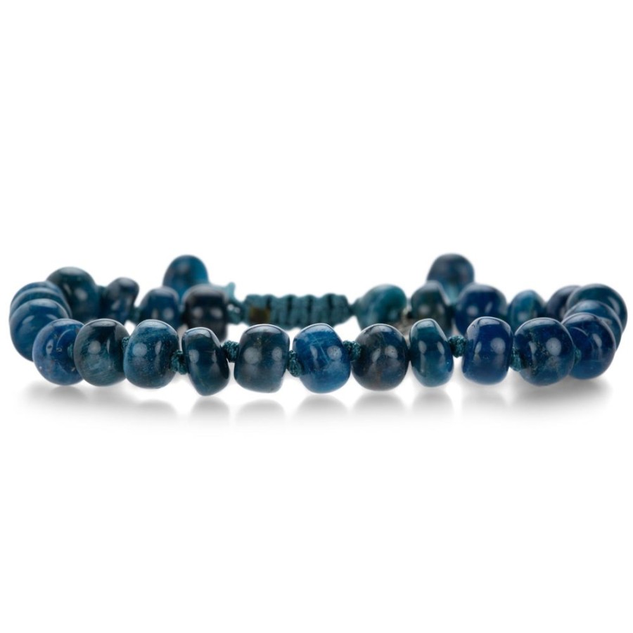 Bracelets Joseph Brooks | 8Mm Smooth Apatite Beaded Macrame Bracelet