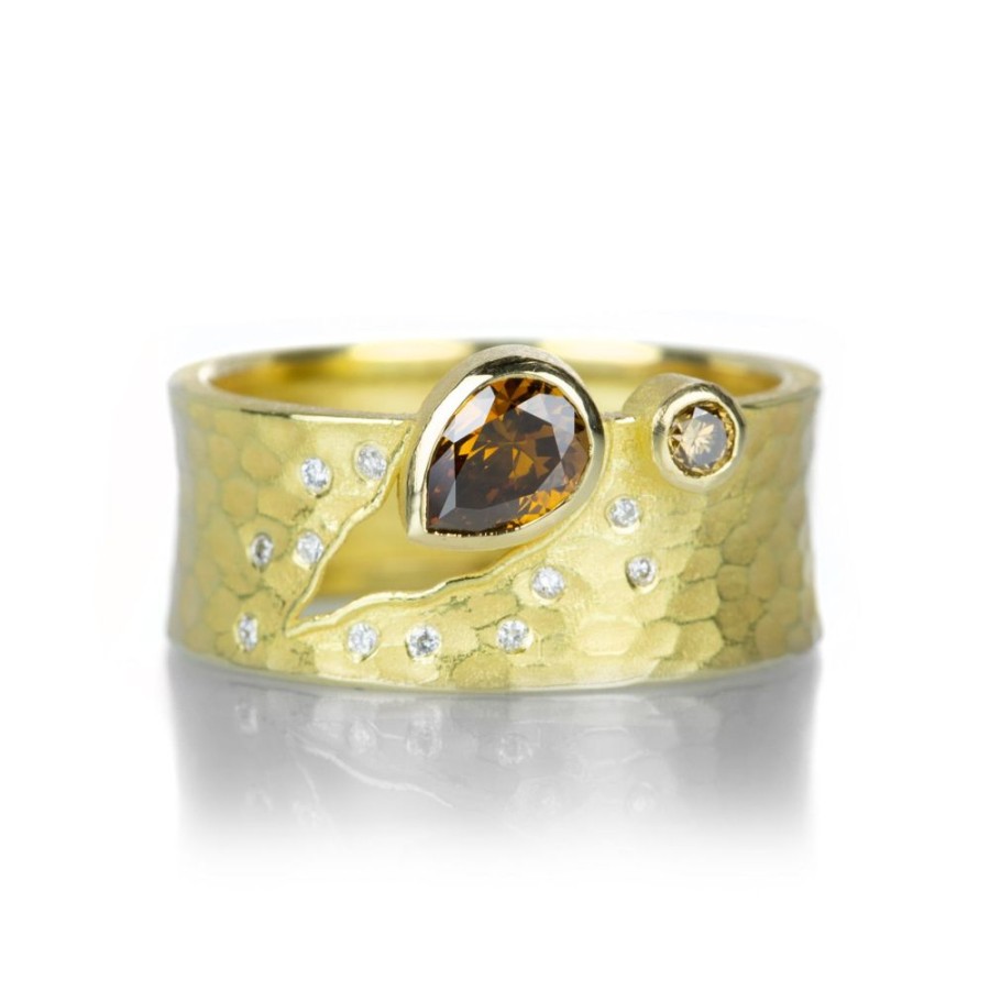 Rings Barbara Heinrich | Carved Glacier Band With Bezel Set Brown Diamond