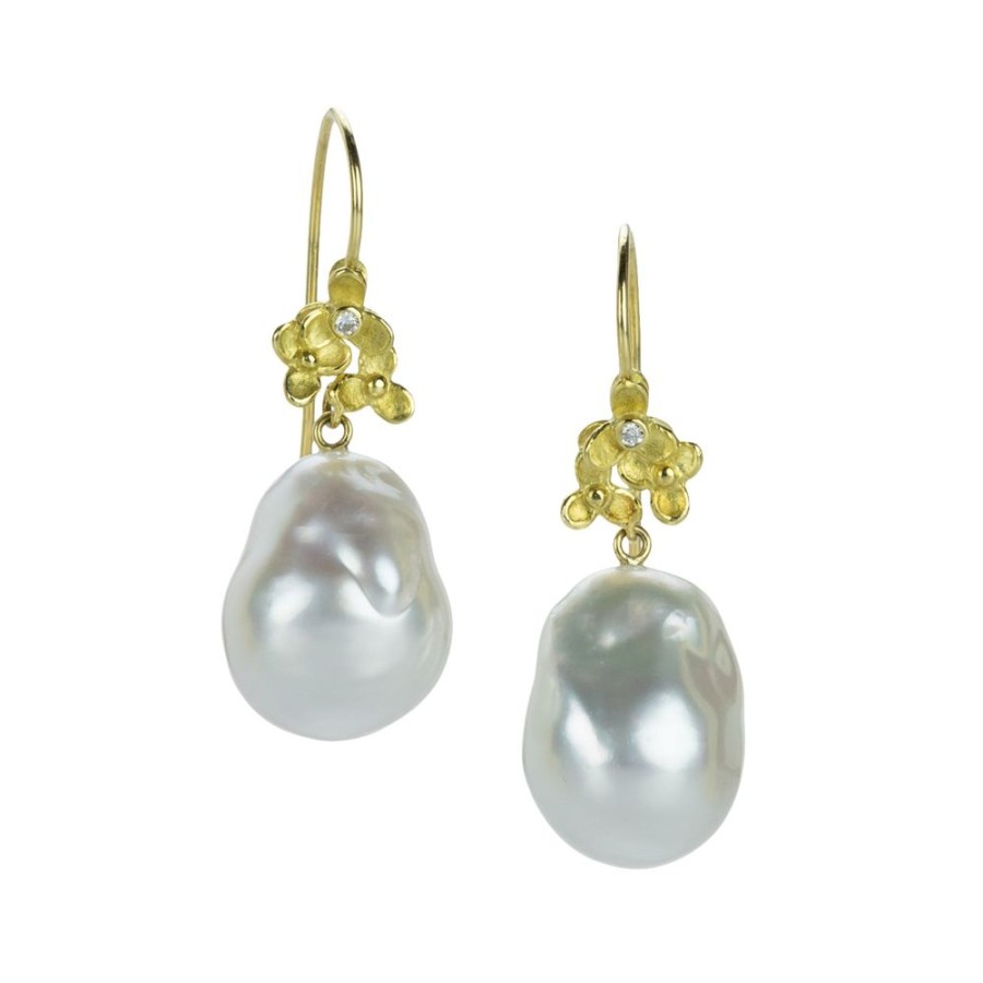 Earrings Barbara Heinrich | Baroque Silver White Pearl Earrings