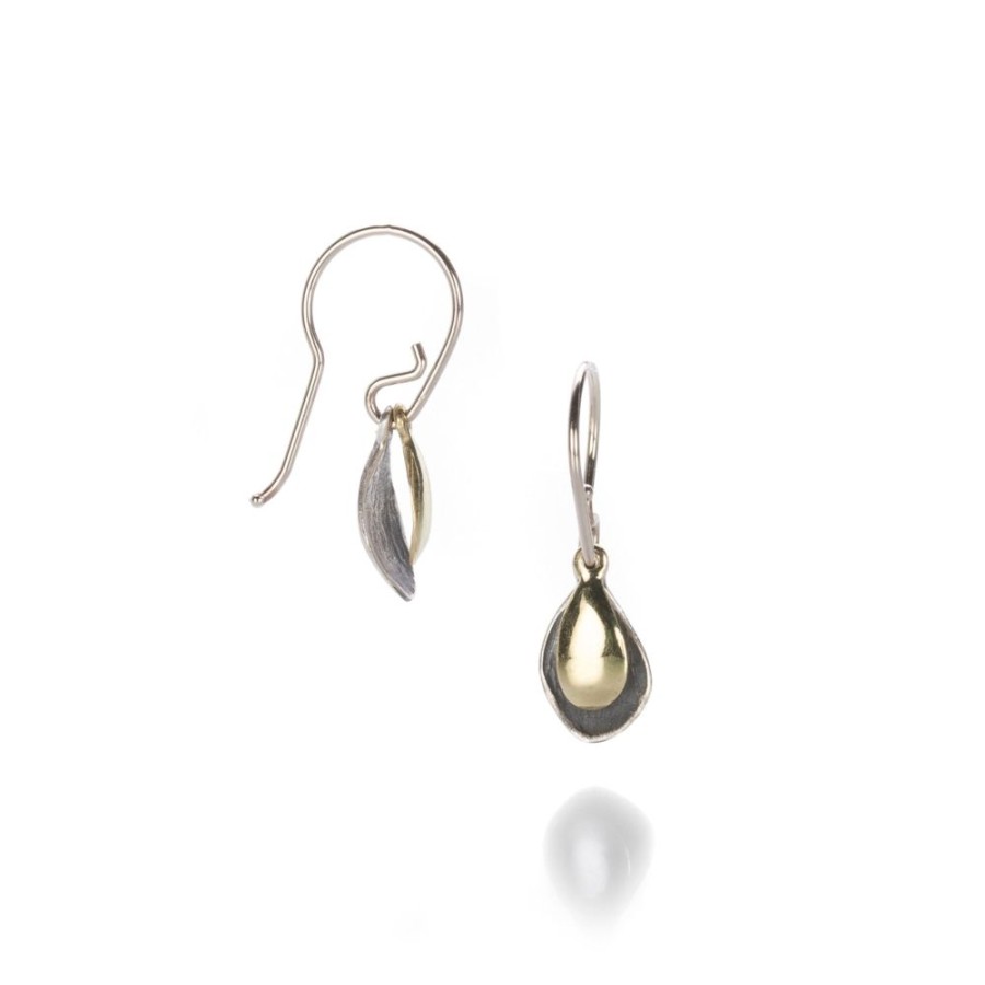 Earrings John Iversen | Mixed Metal Tiny Double Leaf Earrings