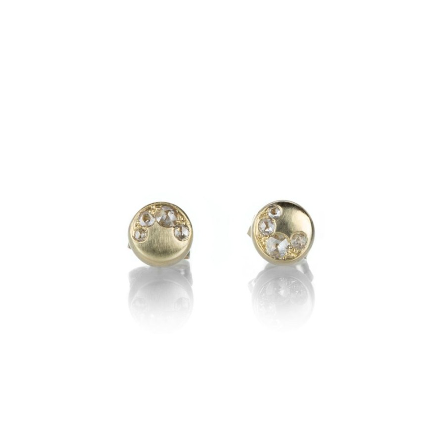 Earrings Nicole Landaw | Small Snowy Ledge Rose Cut Diamond Studs