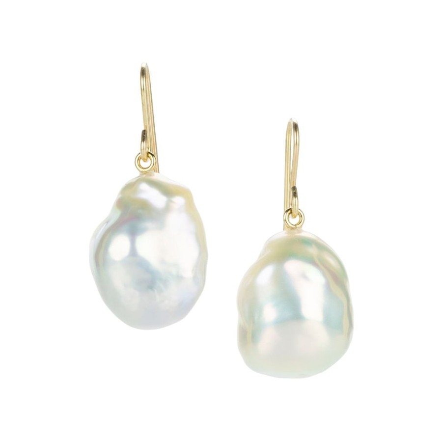 Earrings Maria Beaulieu | Soft Gray Baroque Freshwater Pearl Earrings