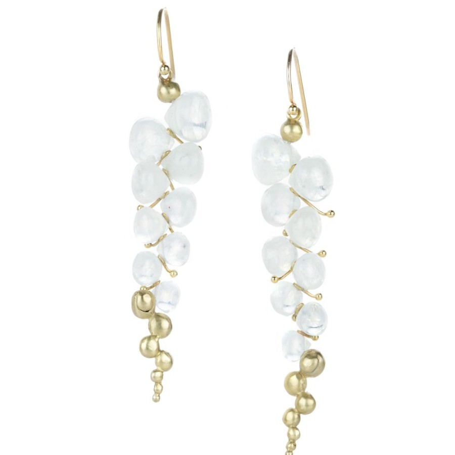 Earrings Rachel Atherley | Rainbow Moonstone Large Caviar Earrings