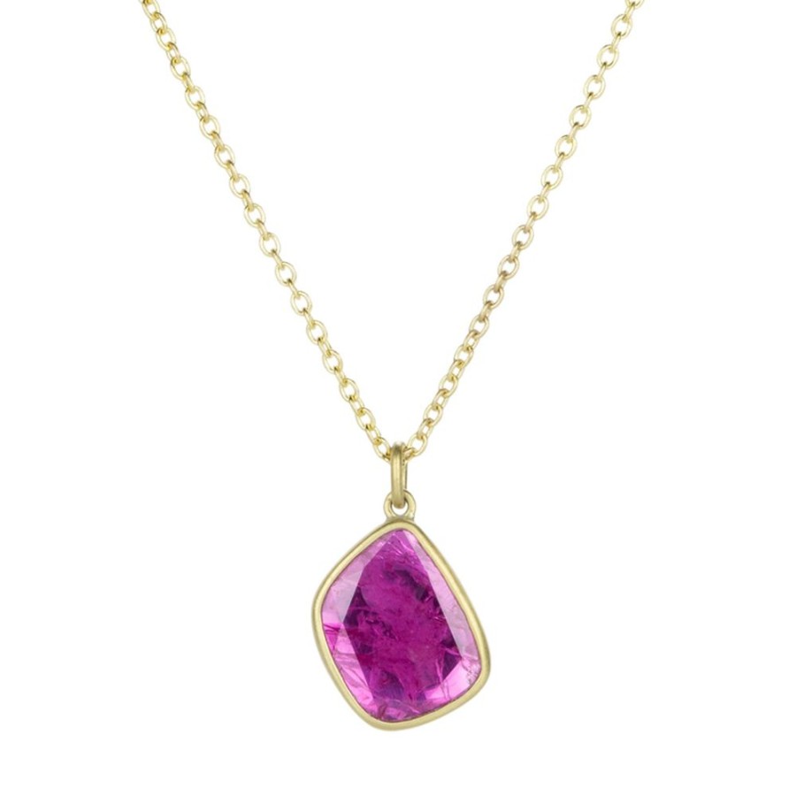 Necklaces Lola Brooks | Ruby Pebble Drop Pendant Necklace